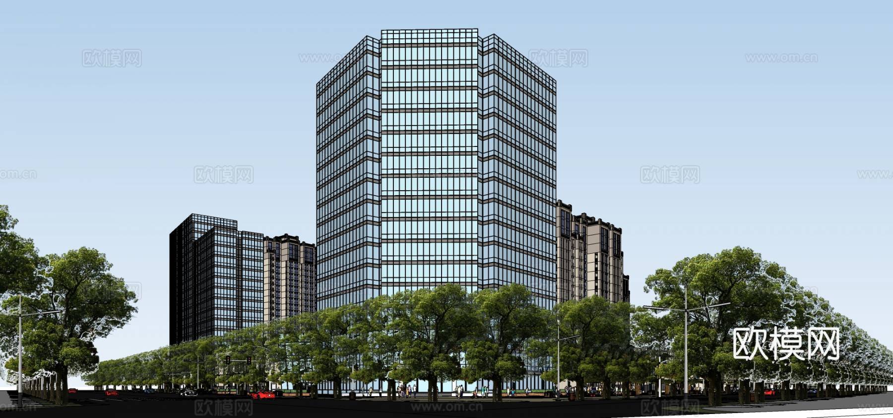 新古典商业综合体su模型下载
