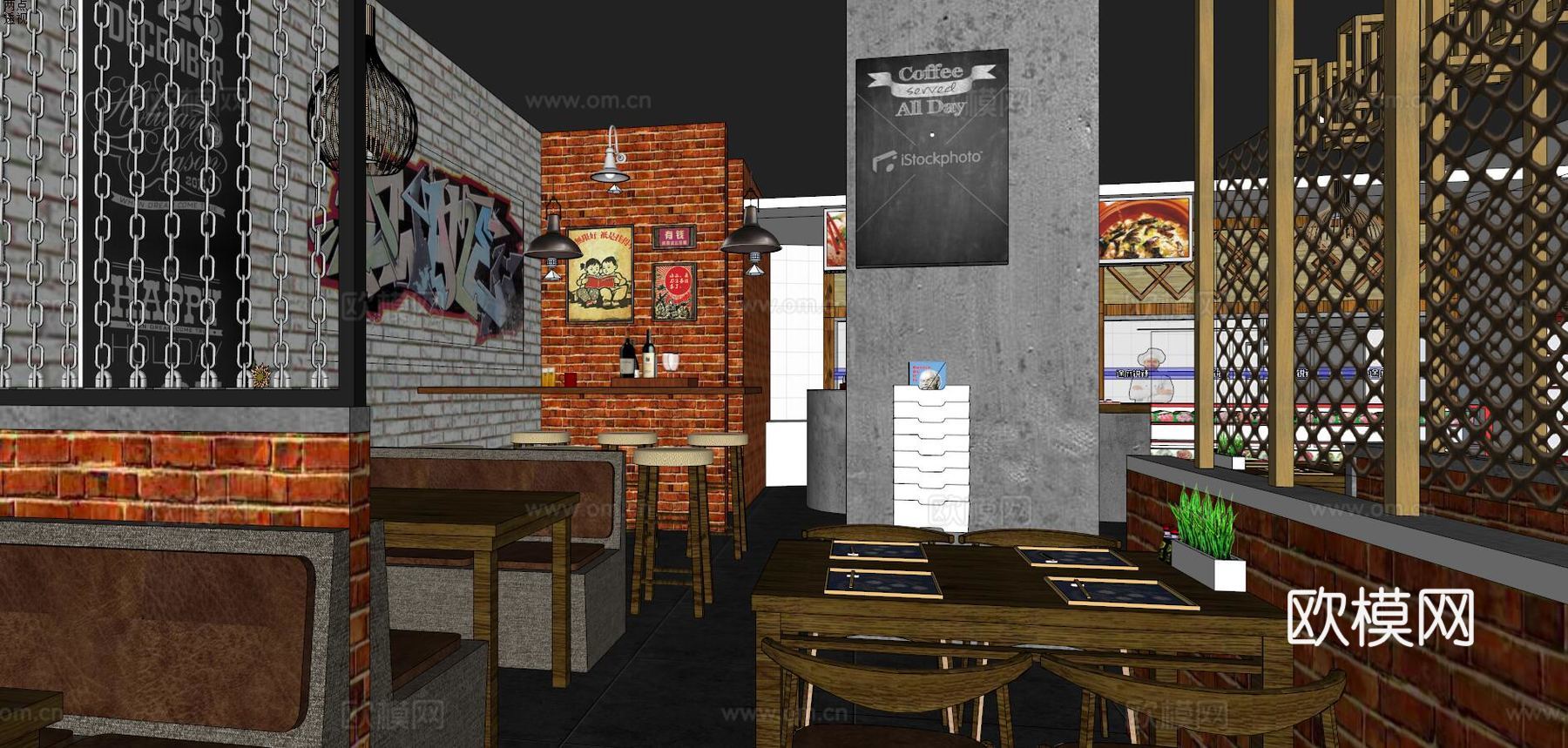 新中式麻辣烫店su模型下载