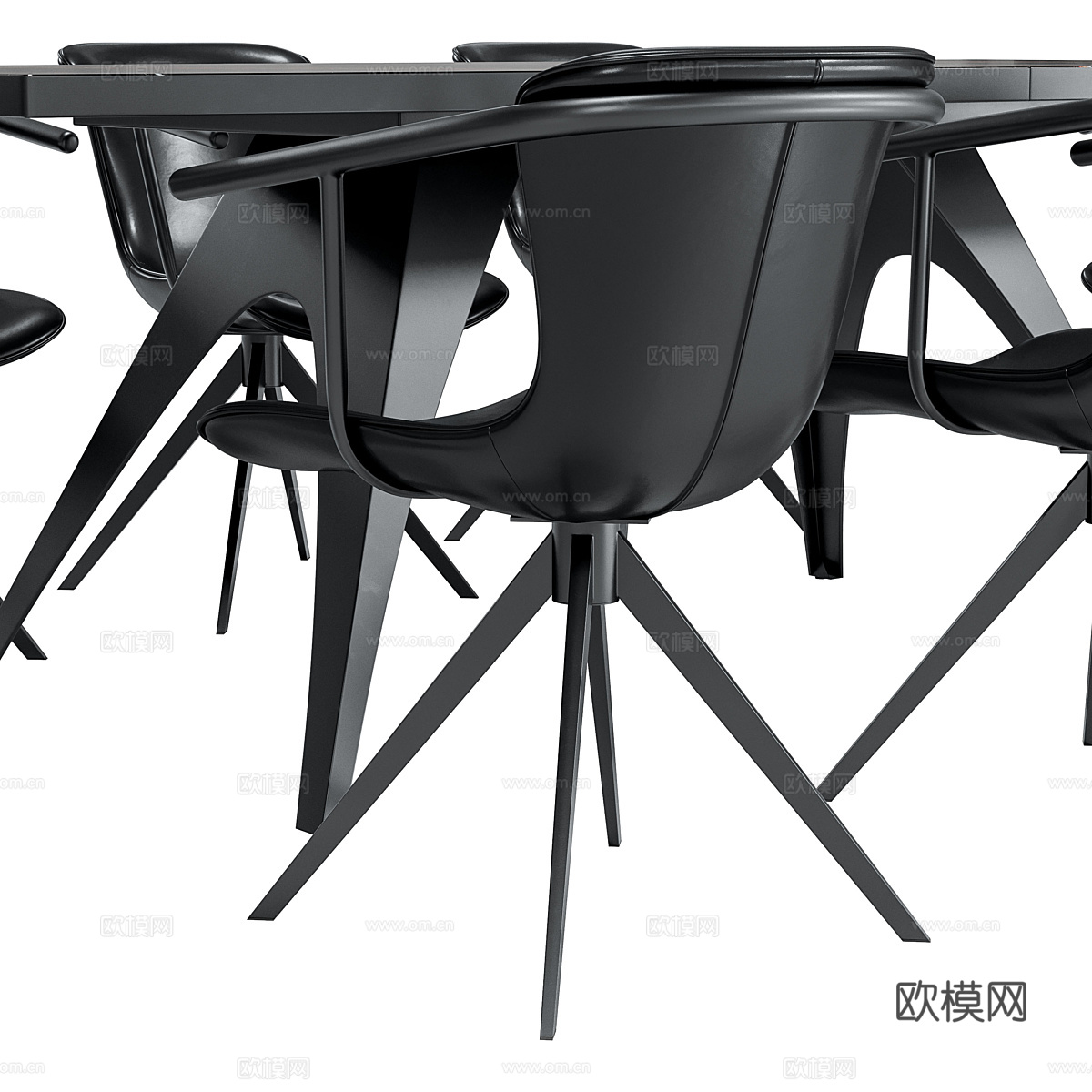 现代意式餐桌椅组合3d模型