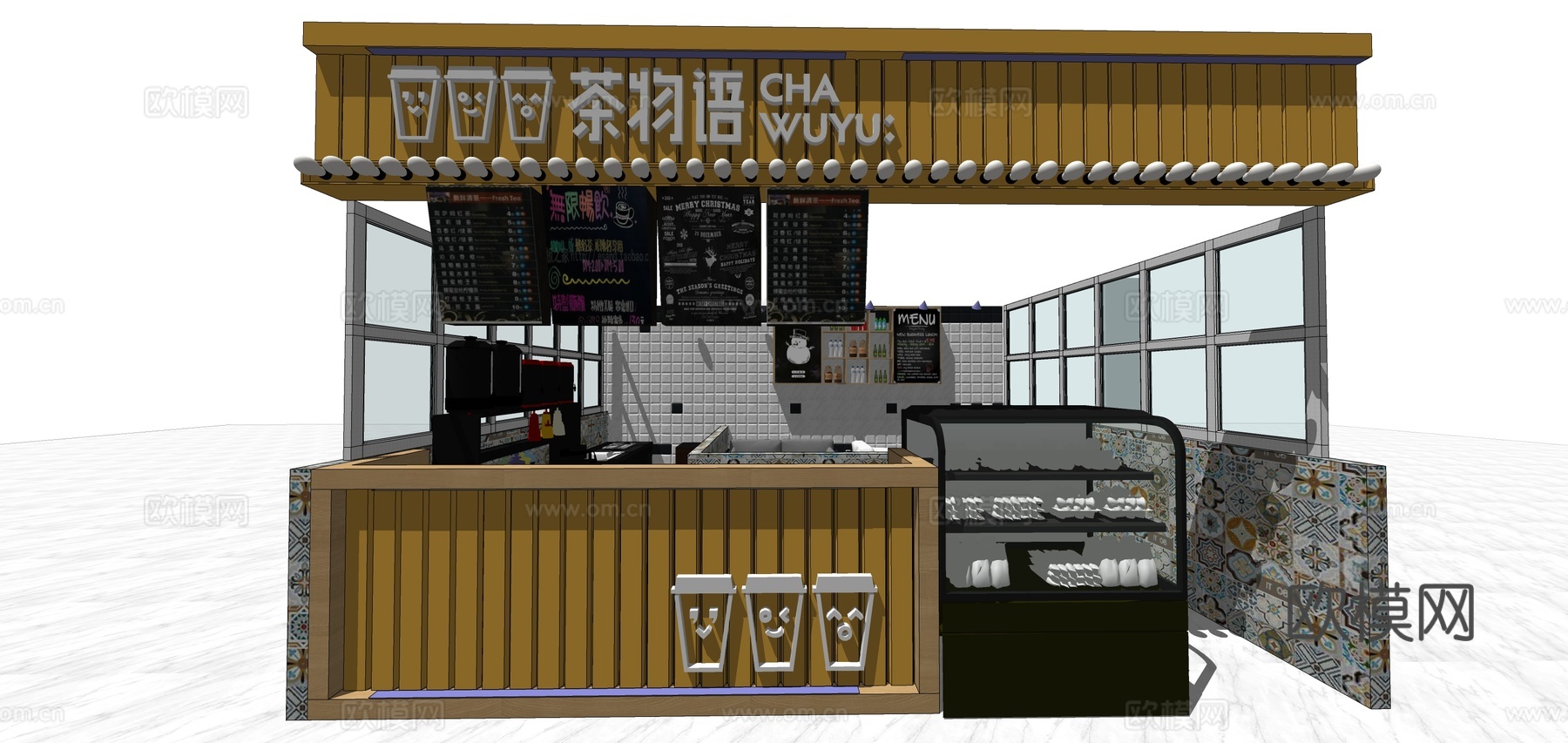 现代奶茶店su模型下载