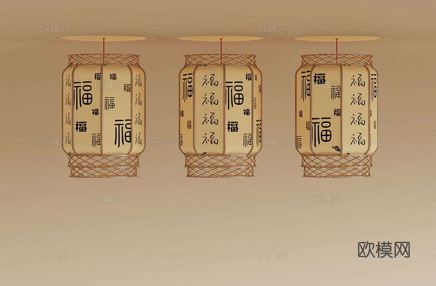 吊燈 新中式吊燈3d模型下載