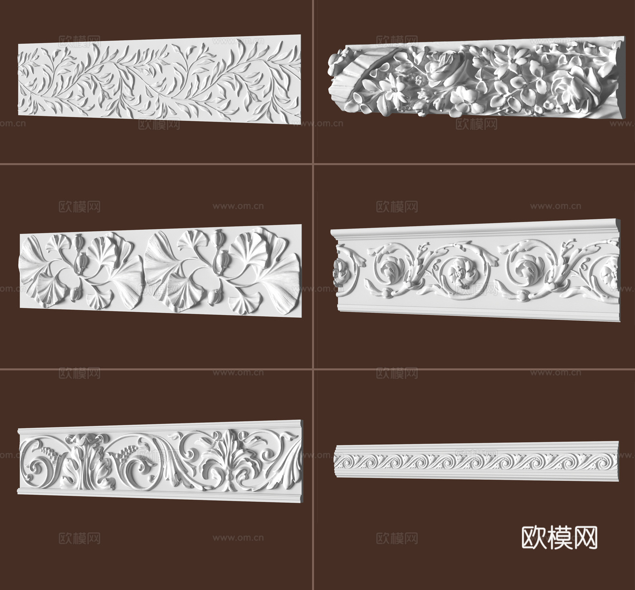 欧式古典石膏线 雕花 欧式构件 石膏构件 雕花构件 构件3d模型