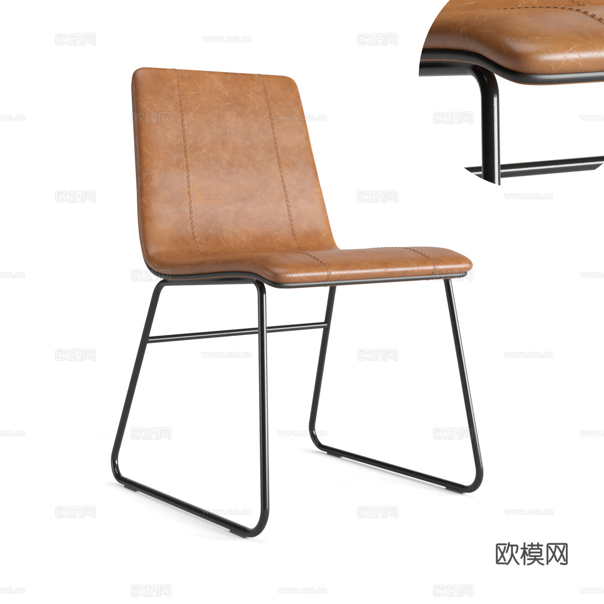 现代极简皮革椅子3d模型