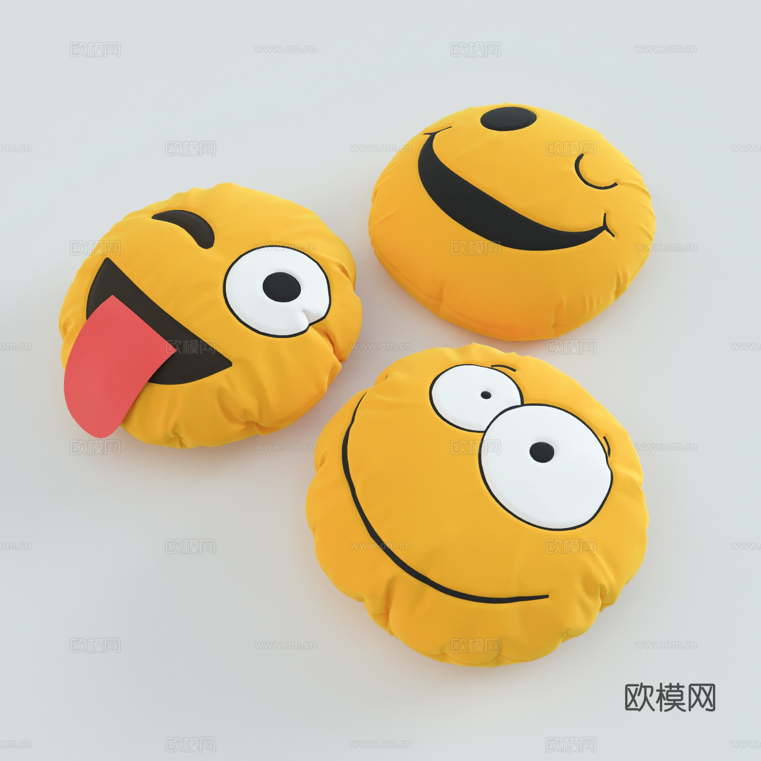 现代笑脸布艺抱枕3d模型