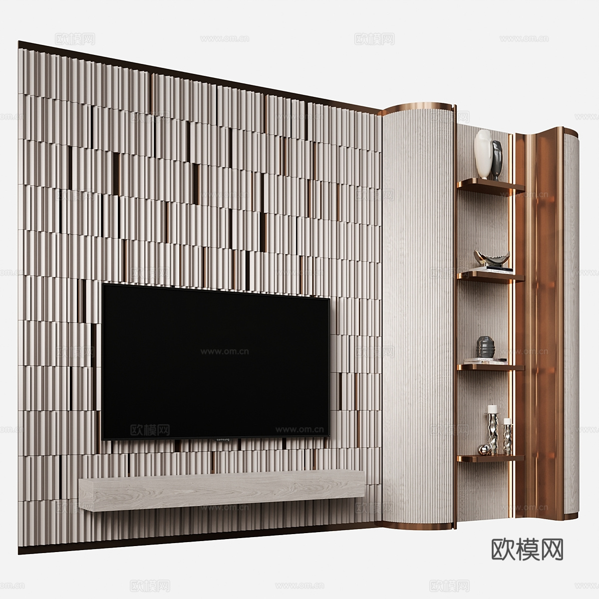 现代轻奢电视背景墙3d模型