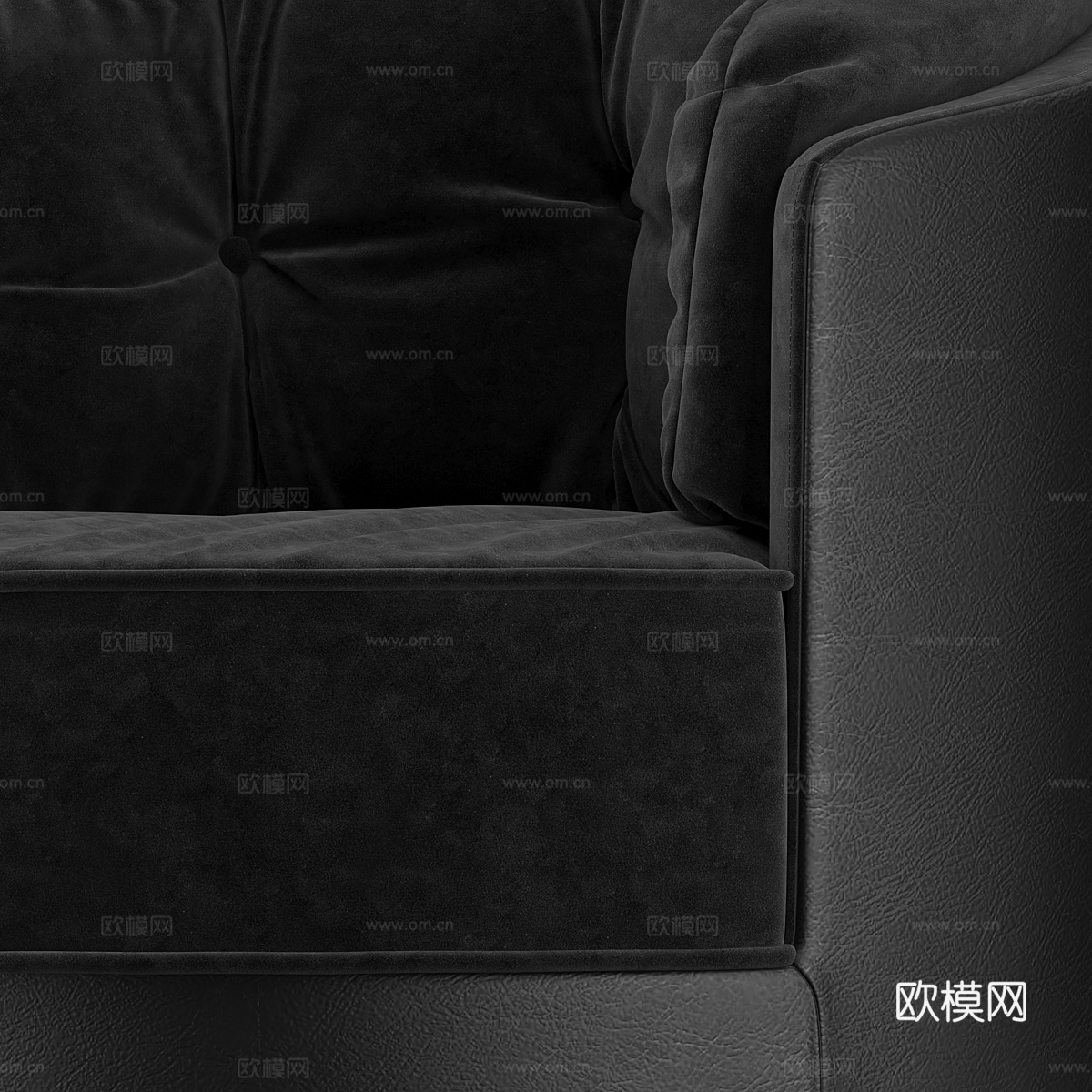 现代意式轻奢黑色布艺扶手椅3d模型