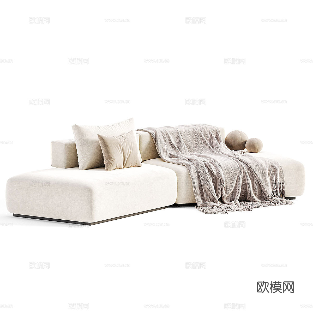 现代意式布艺组合休闲沙发3d模型