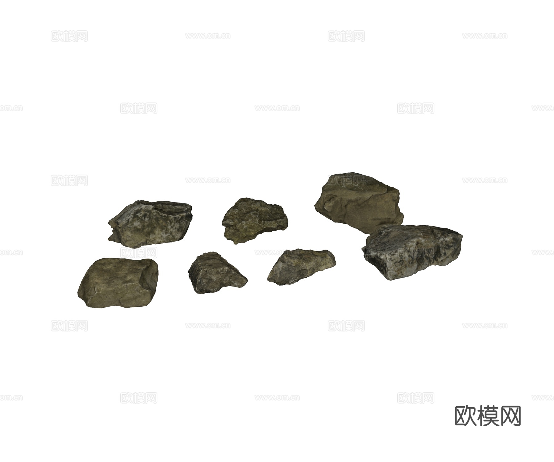 现代石块 山石 造型石 景观石 庭院石 群石 自然风化石头su模型