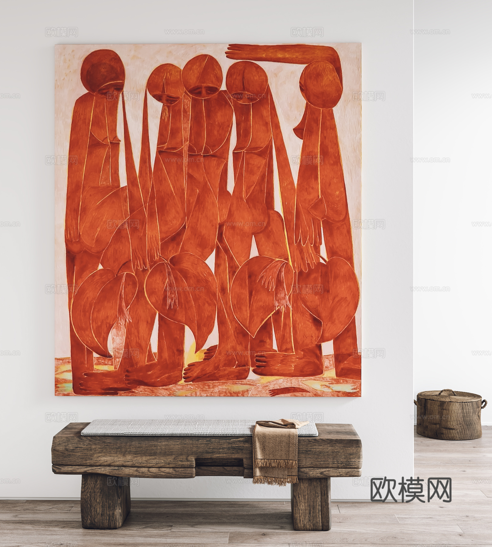 现代挂画 装饰画 凳子3d模型
