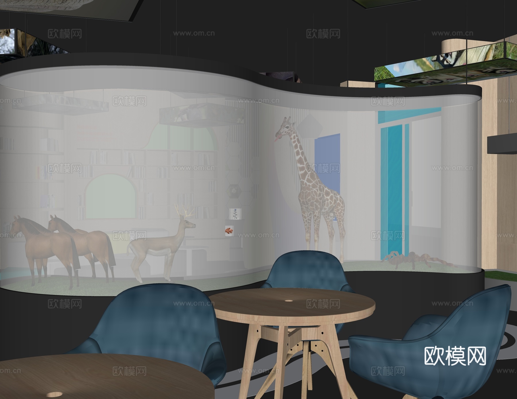 现代动植物标本展厅 动物展厅 自然馆  生物展厅su模型