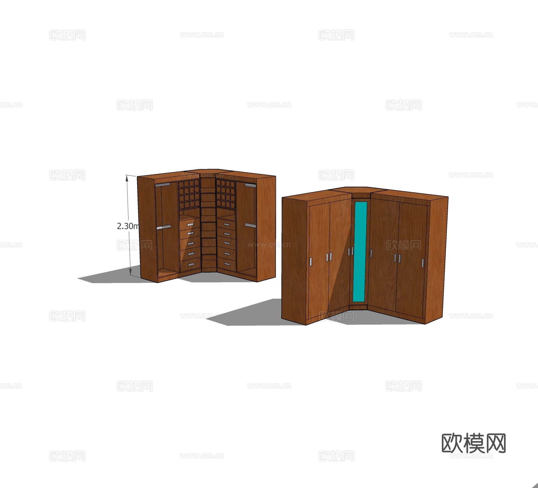 现代衣柜免费su模型下载