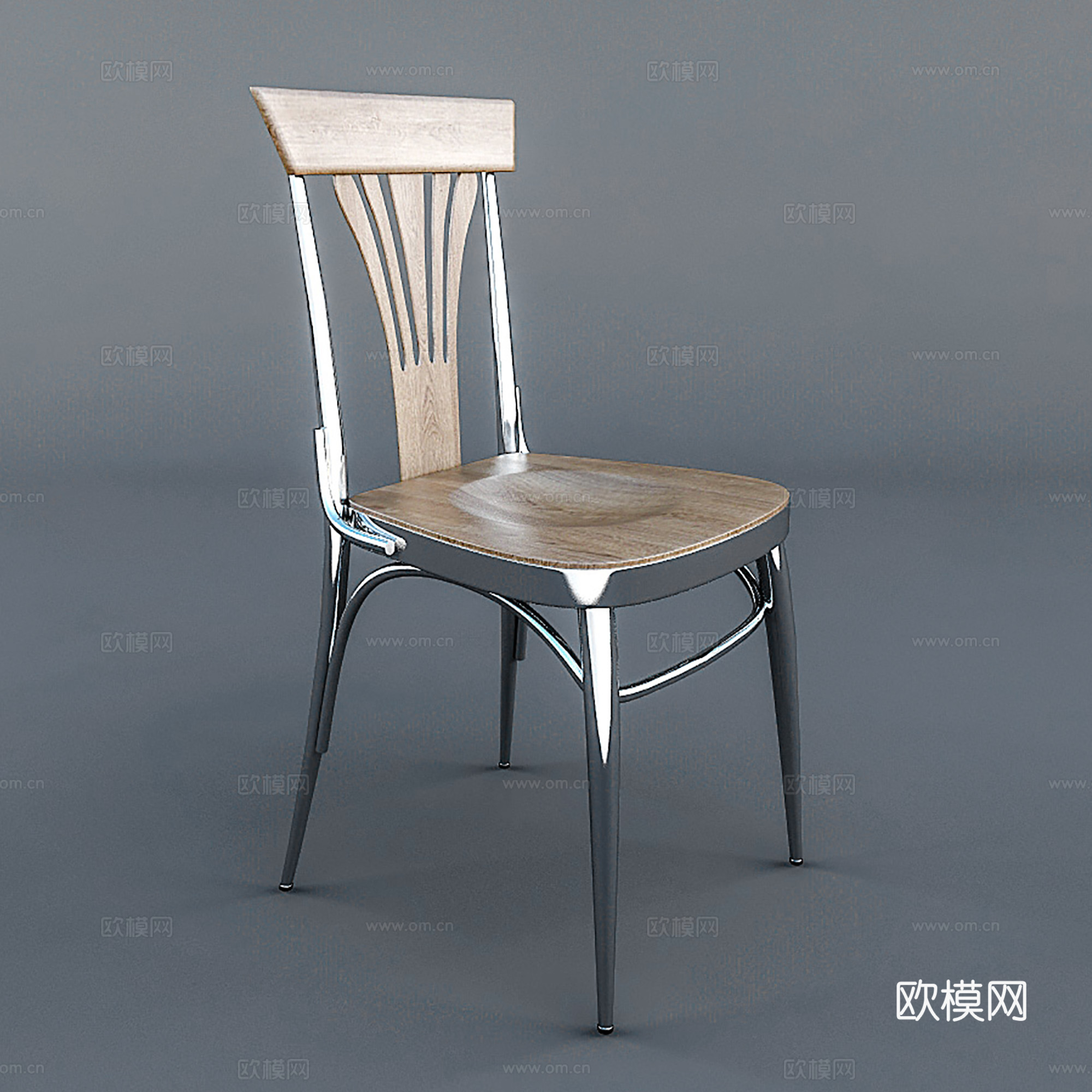 工业风休闲椅 木椅 餐椅 单椅3d模型