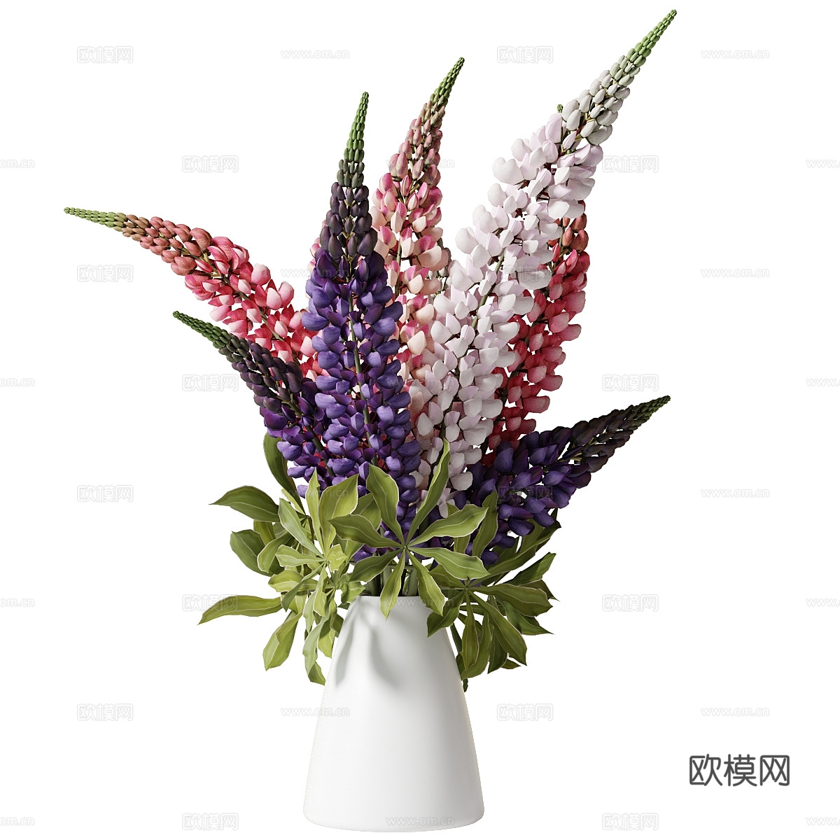 现代羽扇豆花瓶花艺3d模型