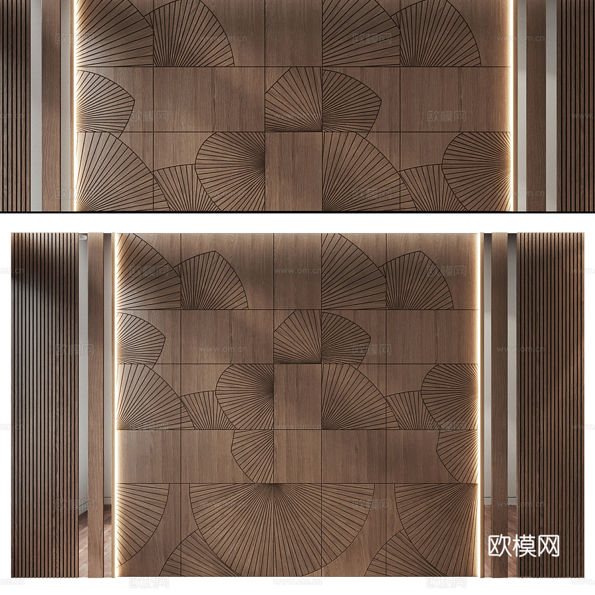 现代意式极简背景墙3d模型