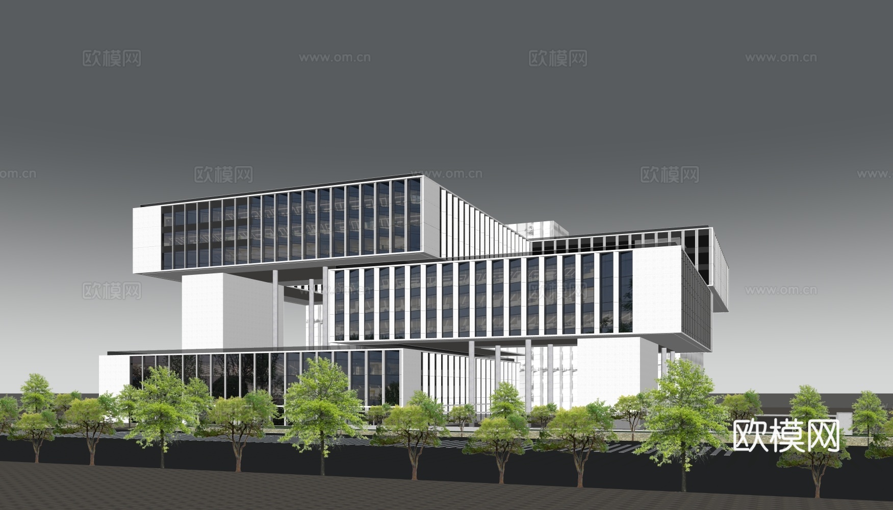 现代产业园 科技园 办公楼 学校 总部办公su模型