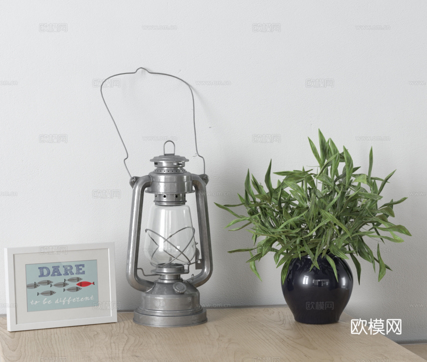 现代饰品摆件 花瓶花艺 台灯3d模型