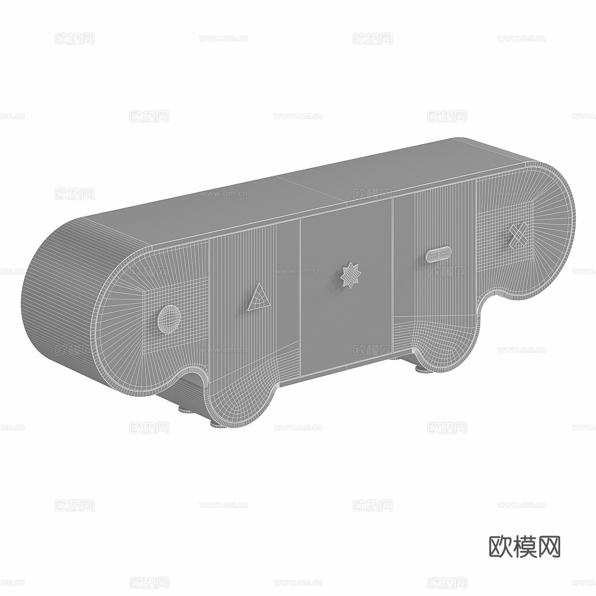 奶油风电视柜 装饰柜 矮柜 边柜3d模型