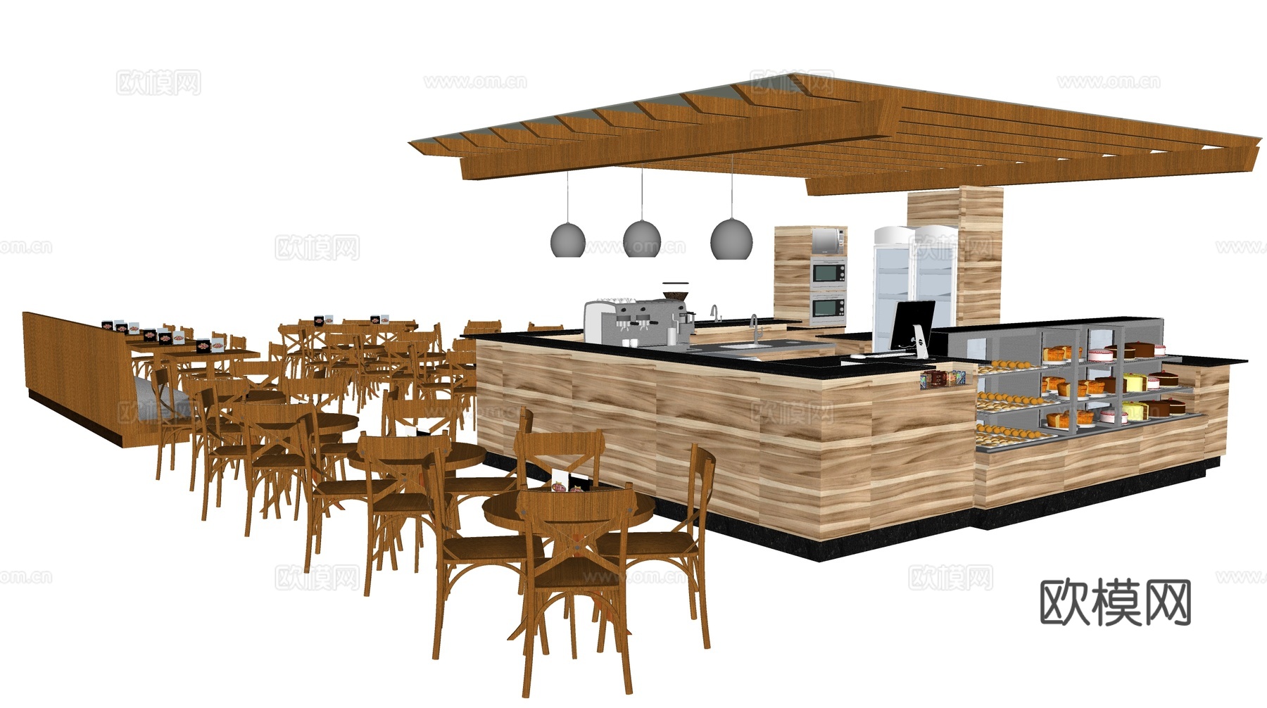 现代奶茶店su模型下载