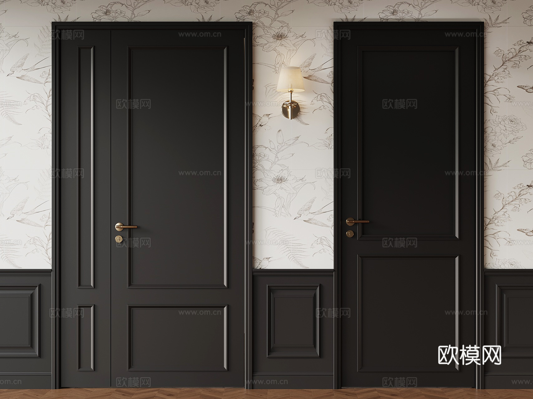 门 法式单开门 入户门 防盗门3d模型