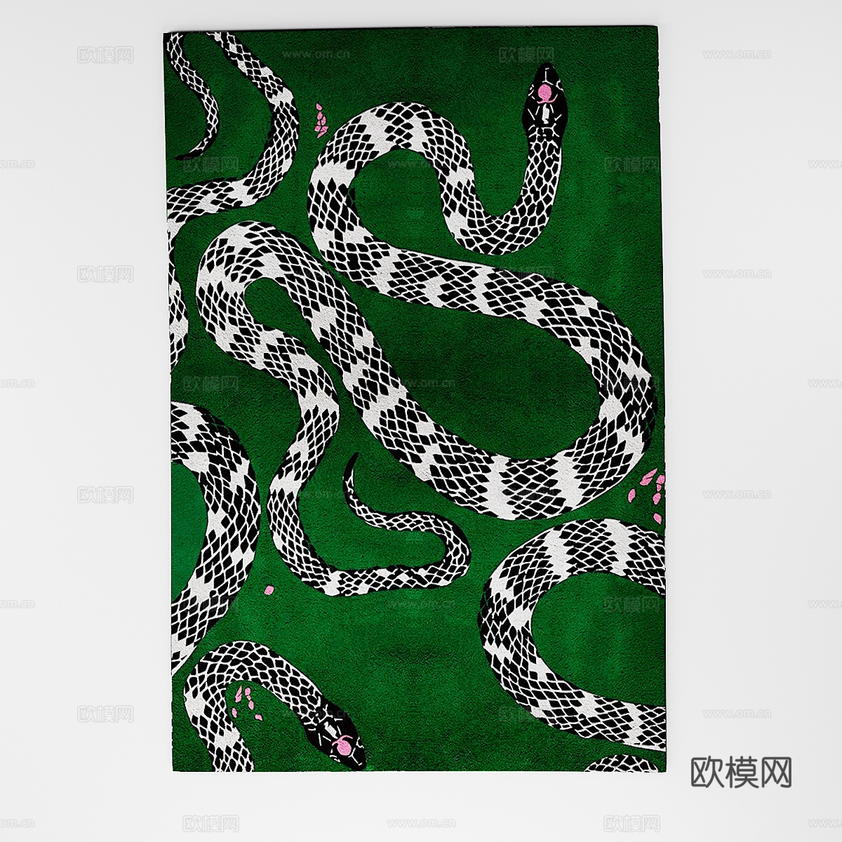 现代意式轻奢蛇纹布艺地毯3d模型