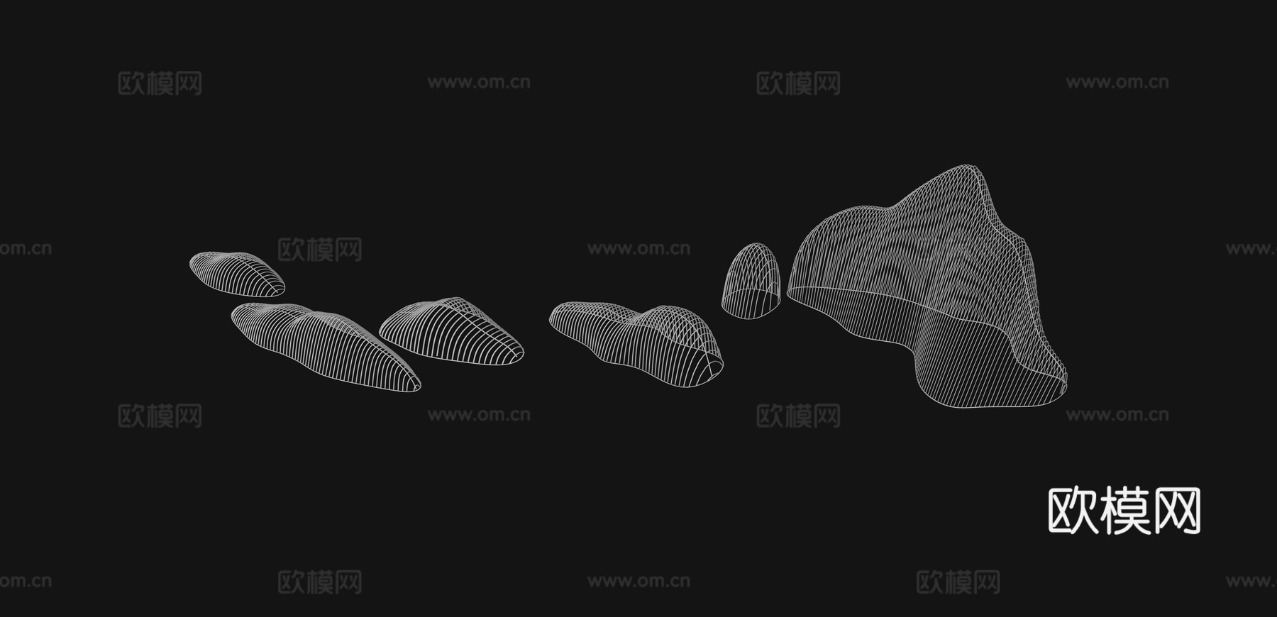 现代抽象线条假山su模型下载