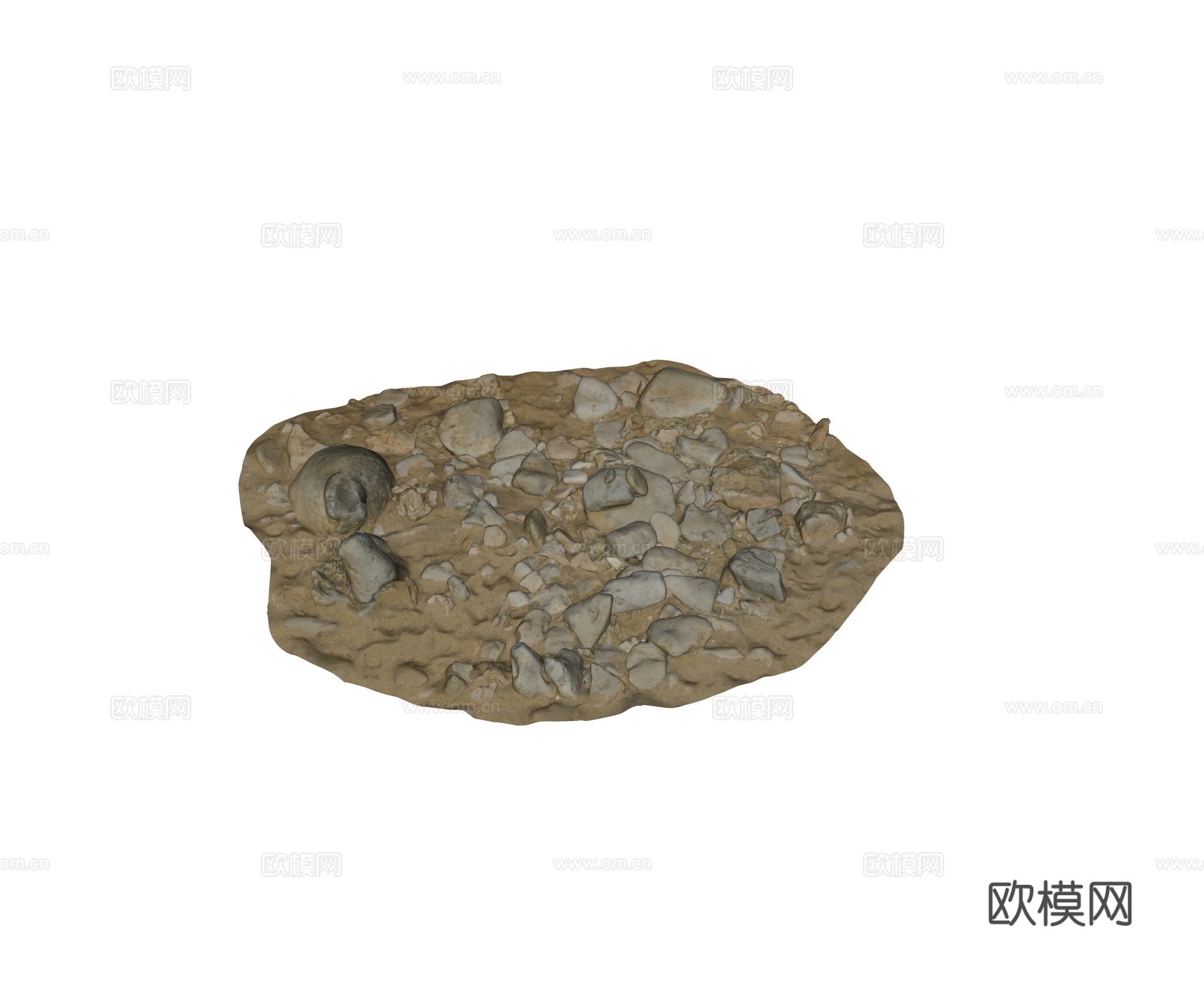 现代鹅卵石 砂石 石子 海边沙滩 砖头 石头su模型