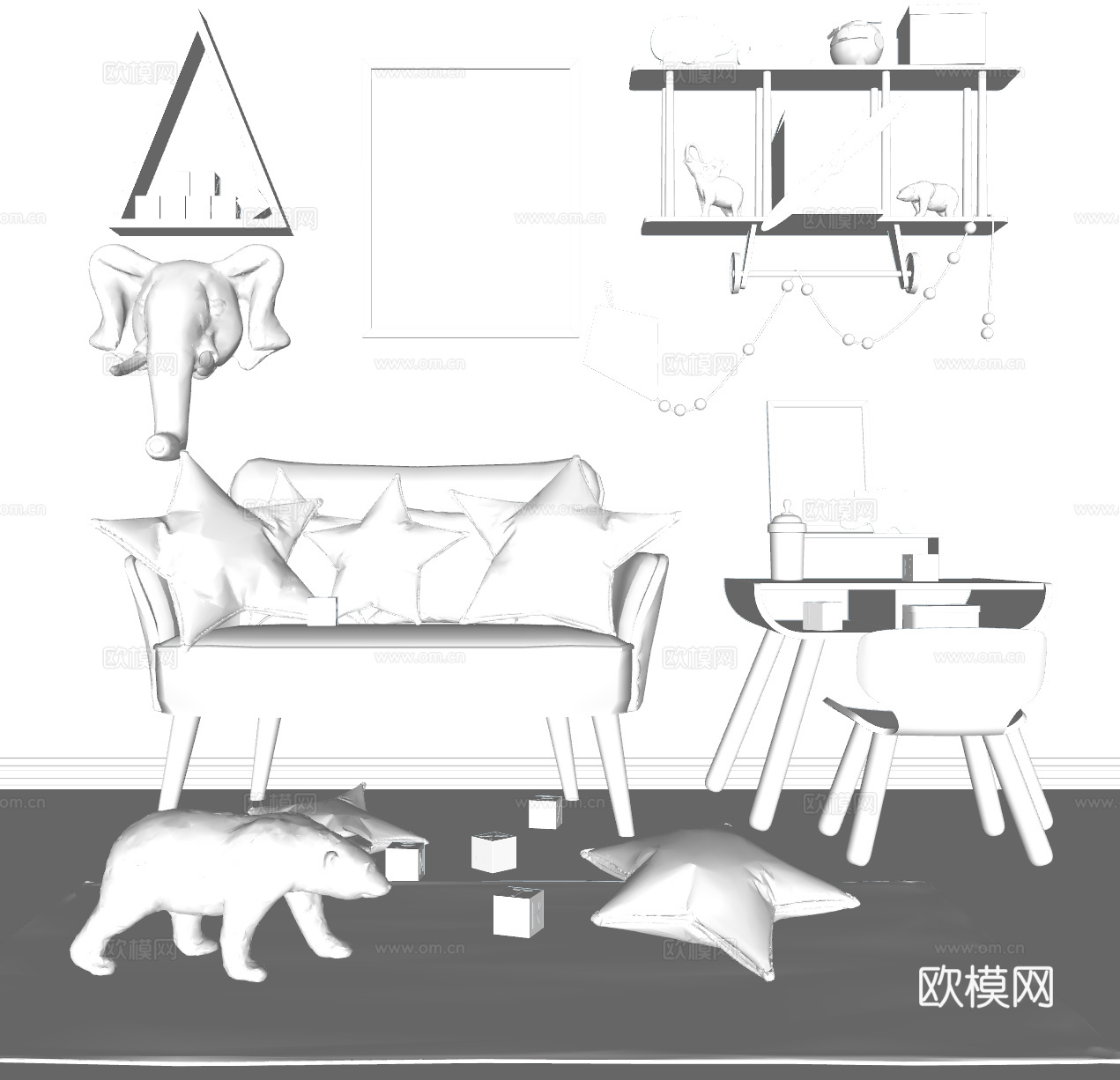 北欧儿童沙发su模型下载