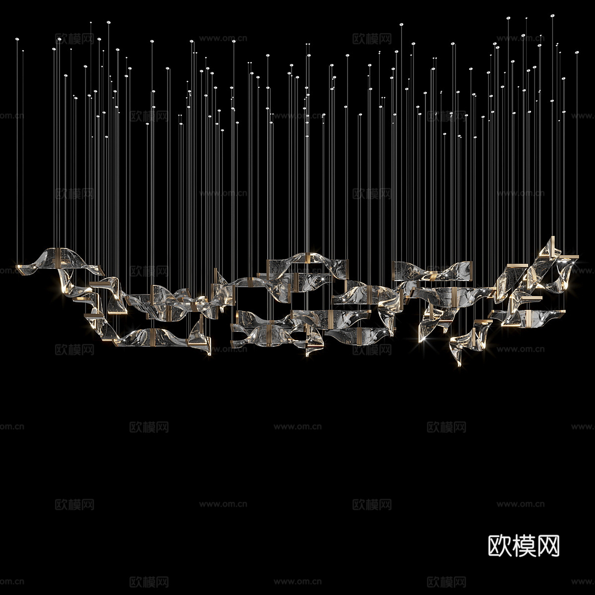 现代意式轻奢玻璃工艺吊灯3d模型