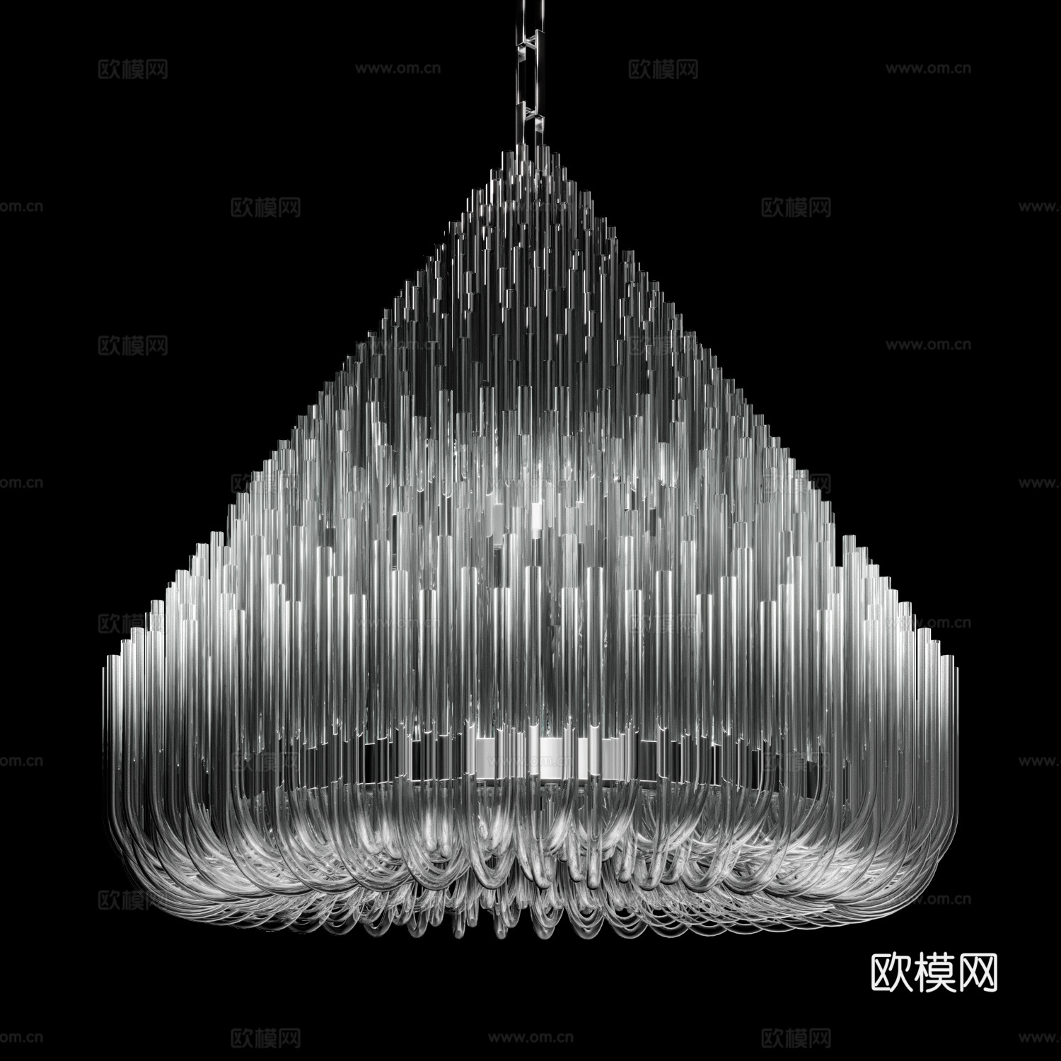 现代意式金属玻璃装饰吊灯3d模型