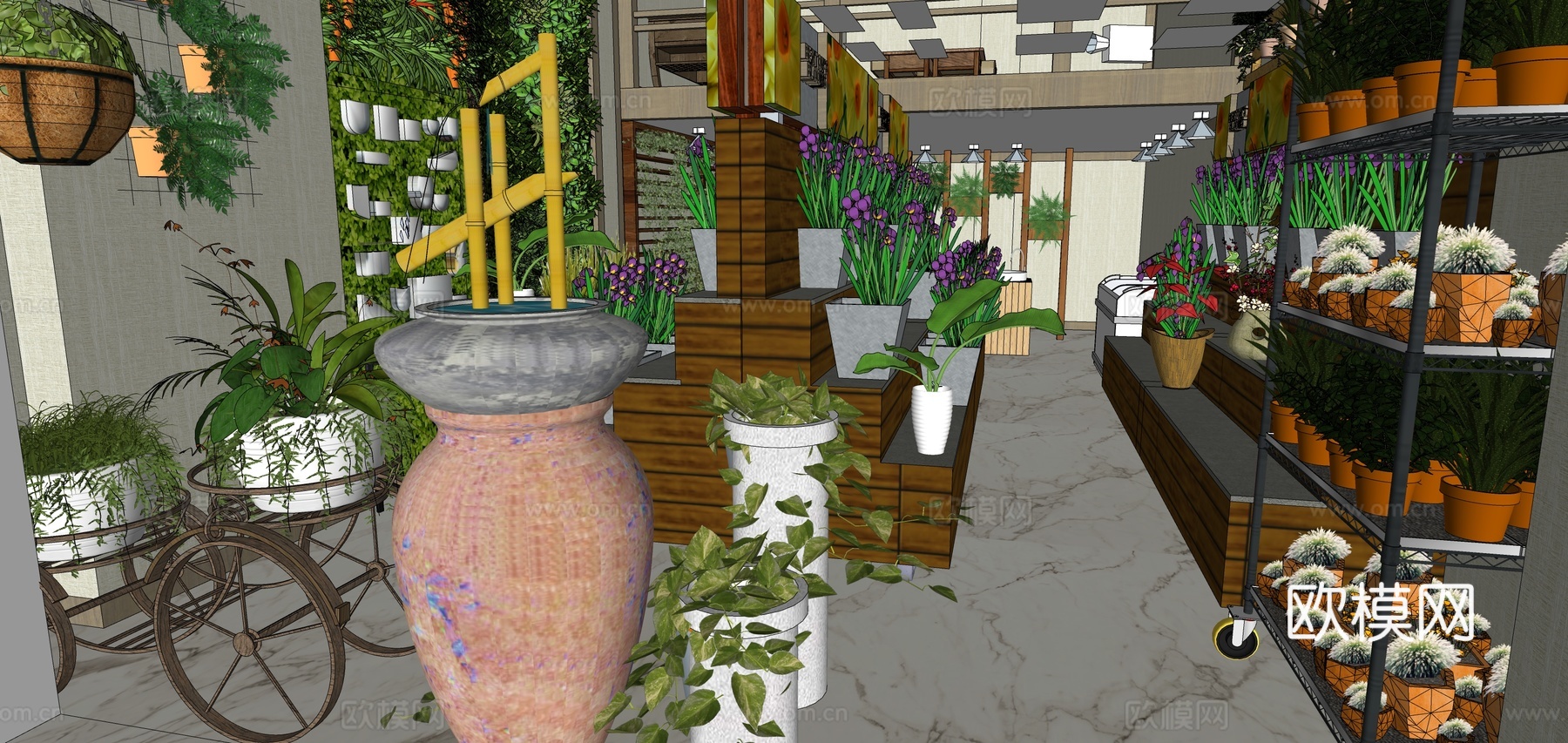 现代鲜花店su模型下载