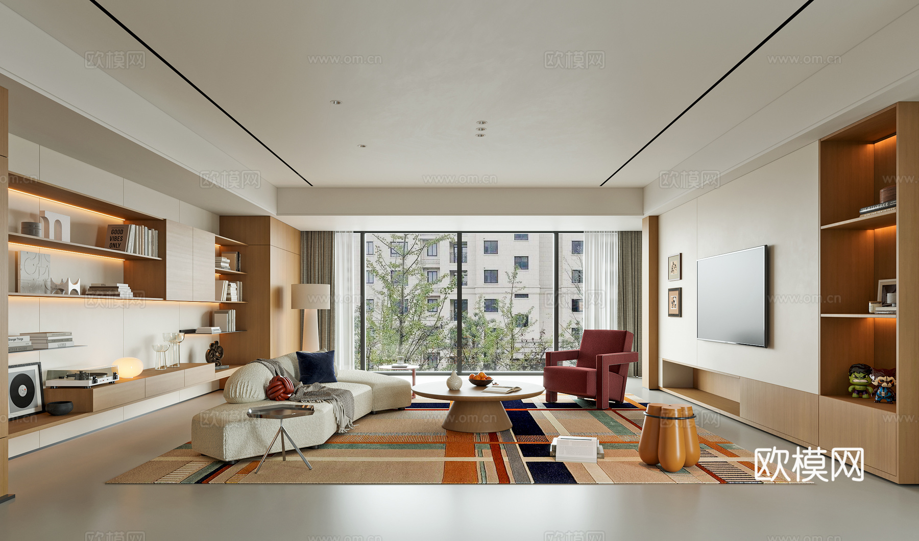 现代客厅3d模型下载