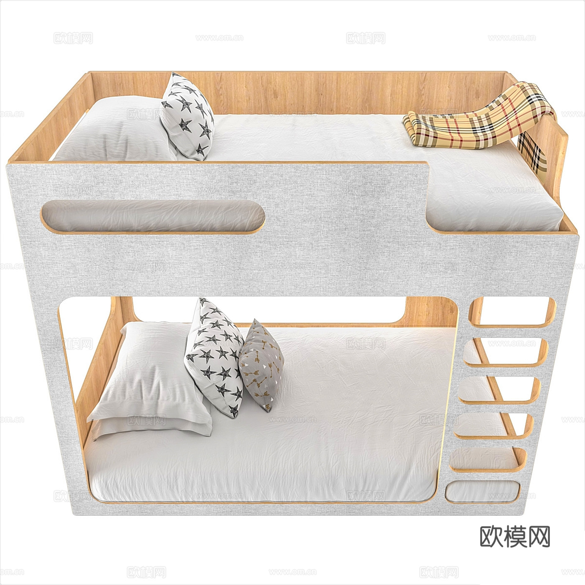 现代奶油风儿童上下床3d模型