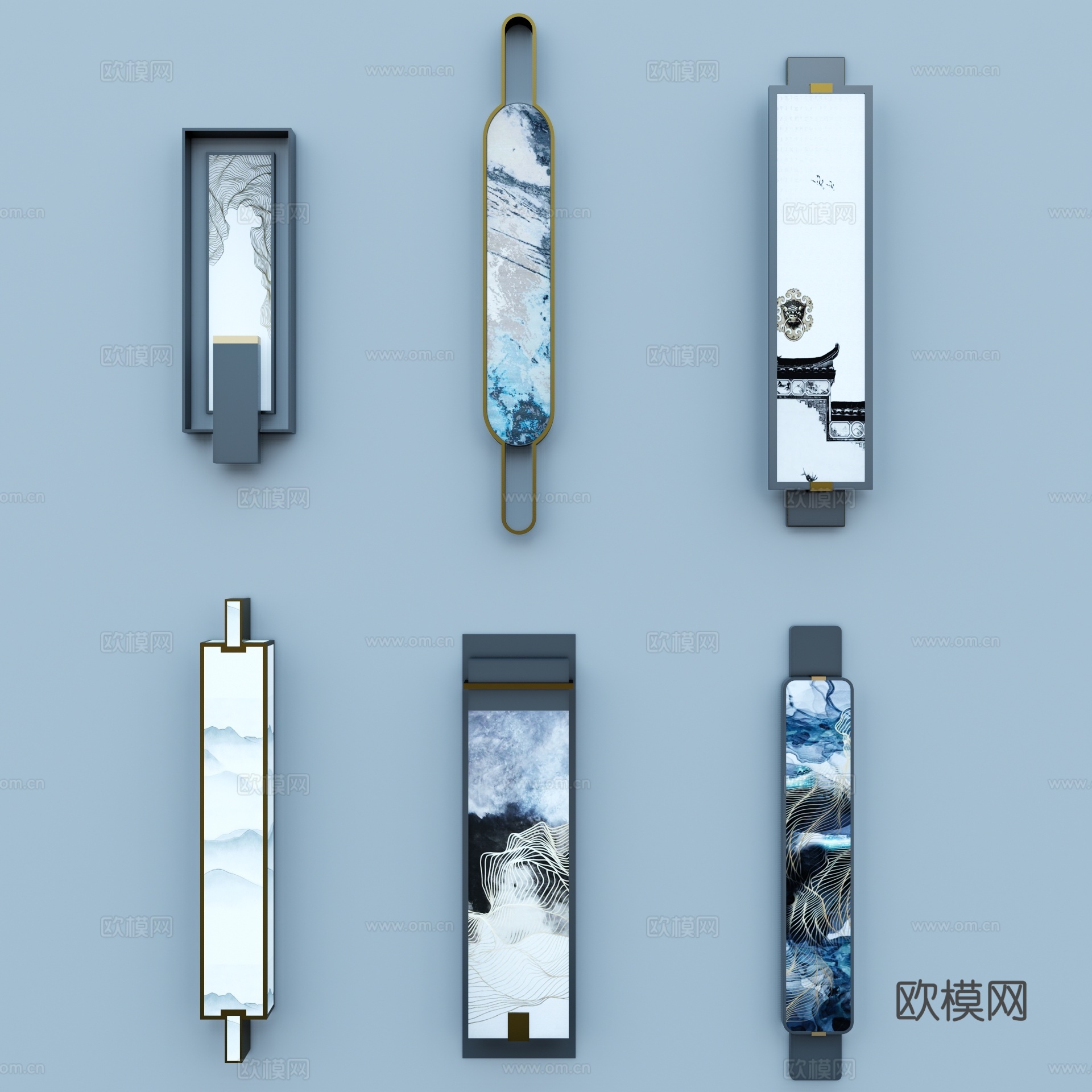 新中式轻奢壁灯su模型下载