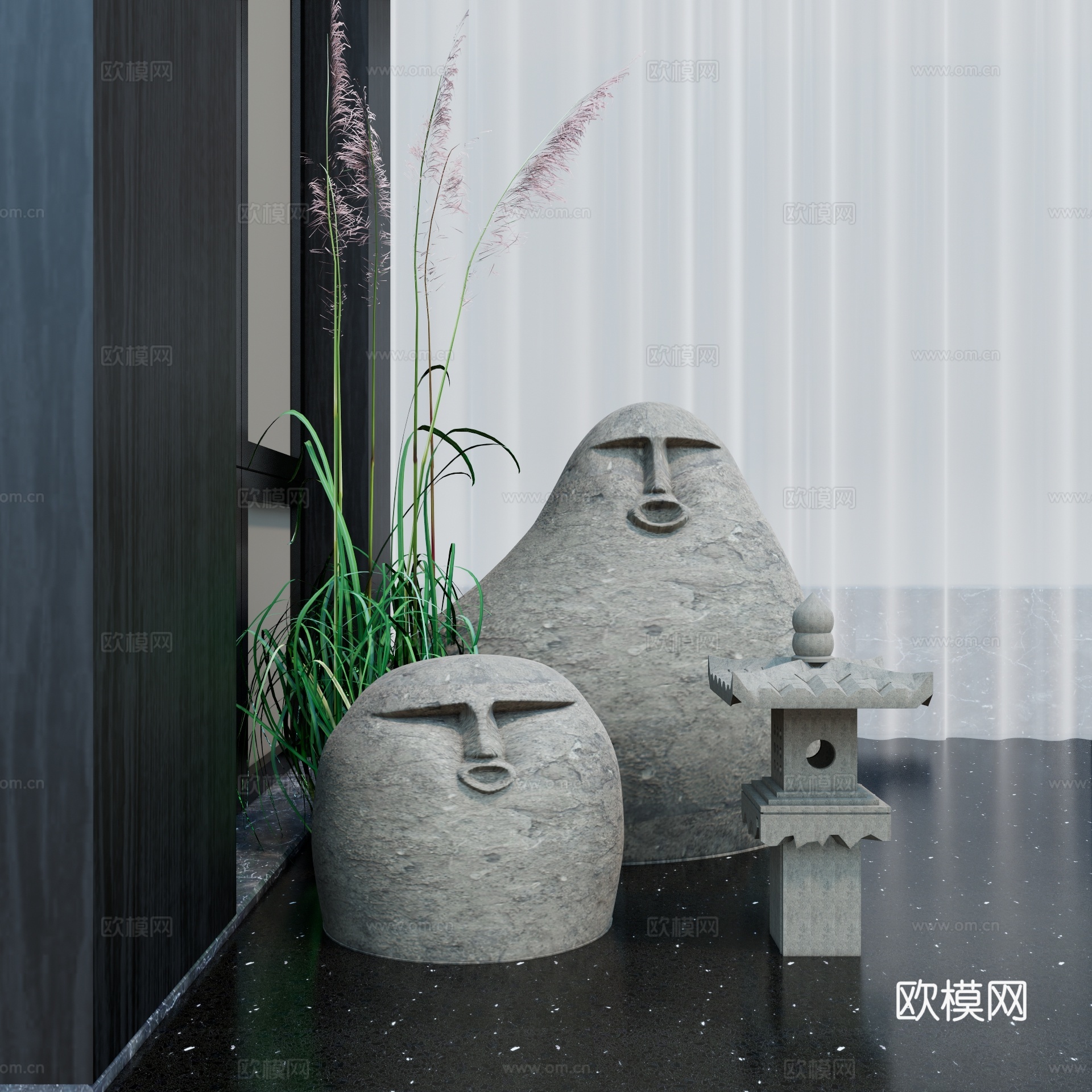 现代陶艺装饰摆件su模型下载