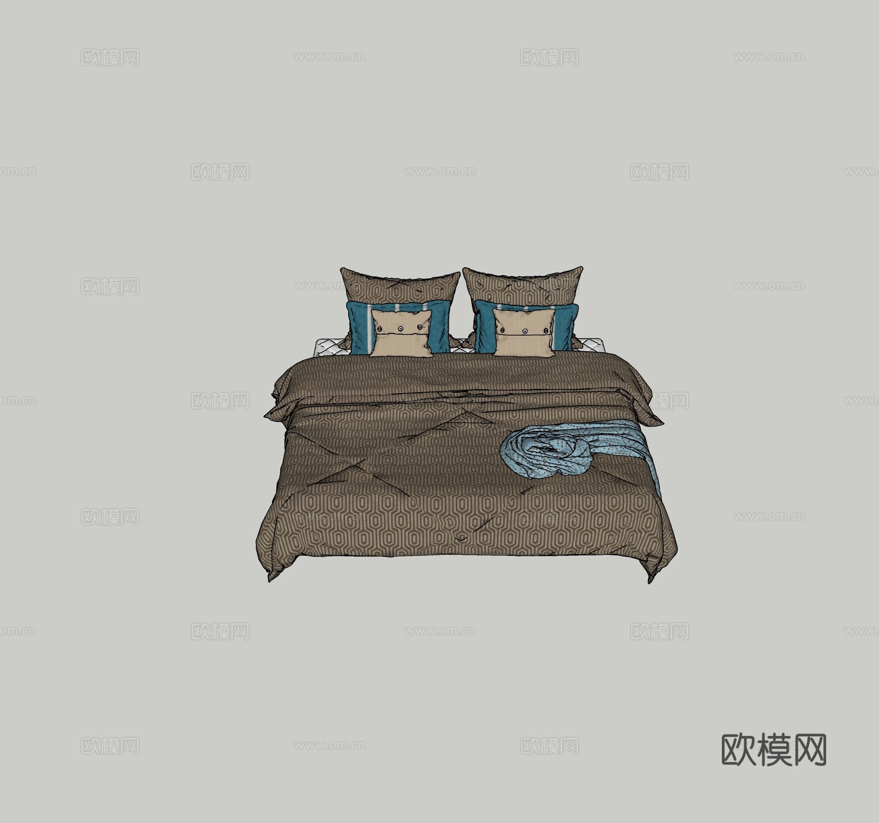 现代双人床免费su模型下载
