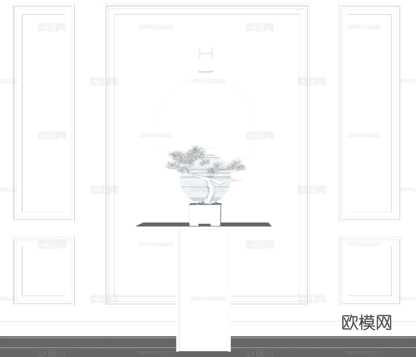 新中式玄关端景台su模型下载