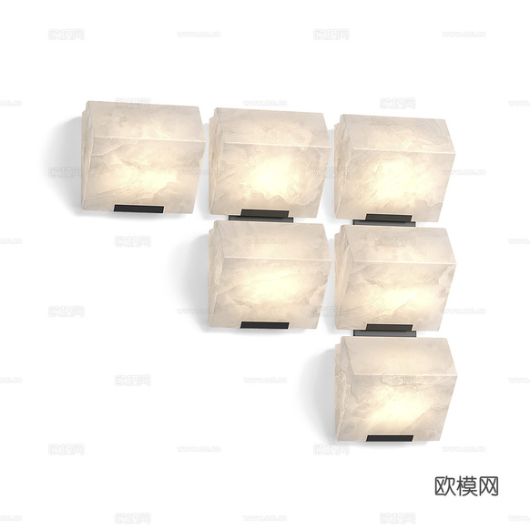 現(xiàn)代透光石壁燈3d模型下載(渲染圖1)