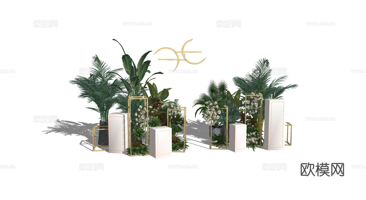 现代绿植盆栽su模型下载