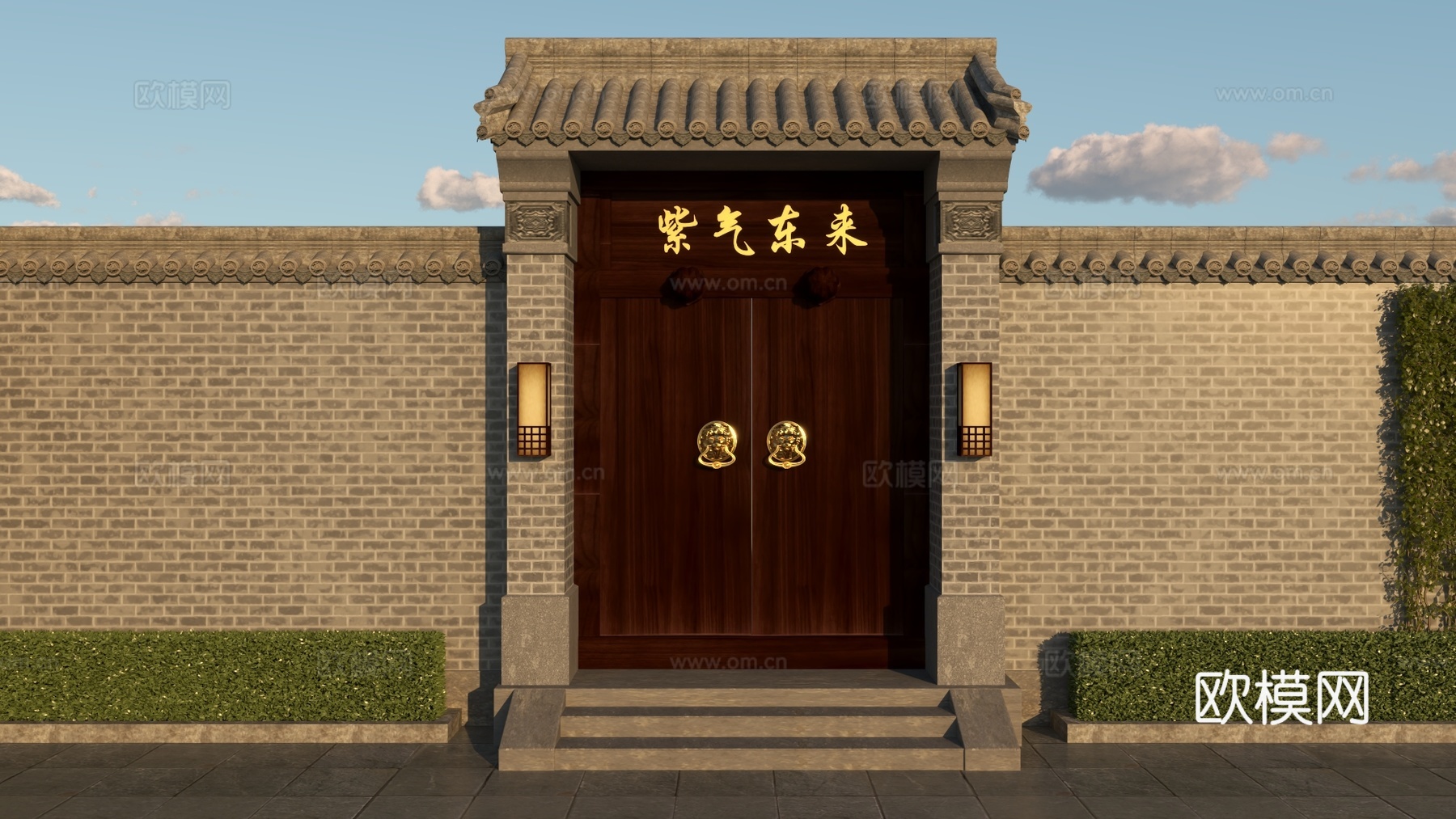 古建西北风格大门建造3d模型