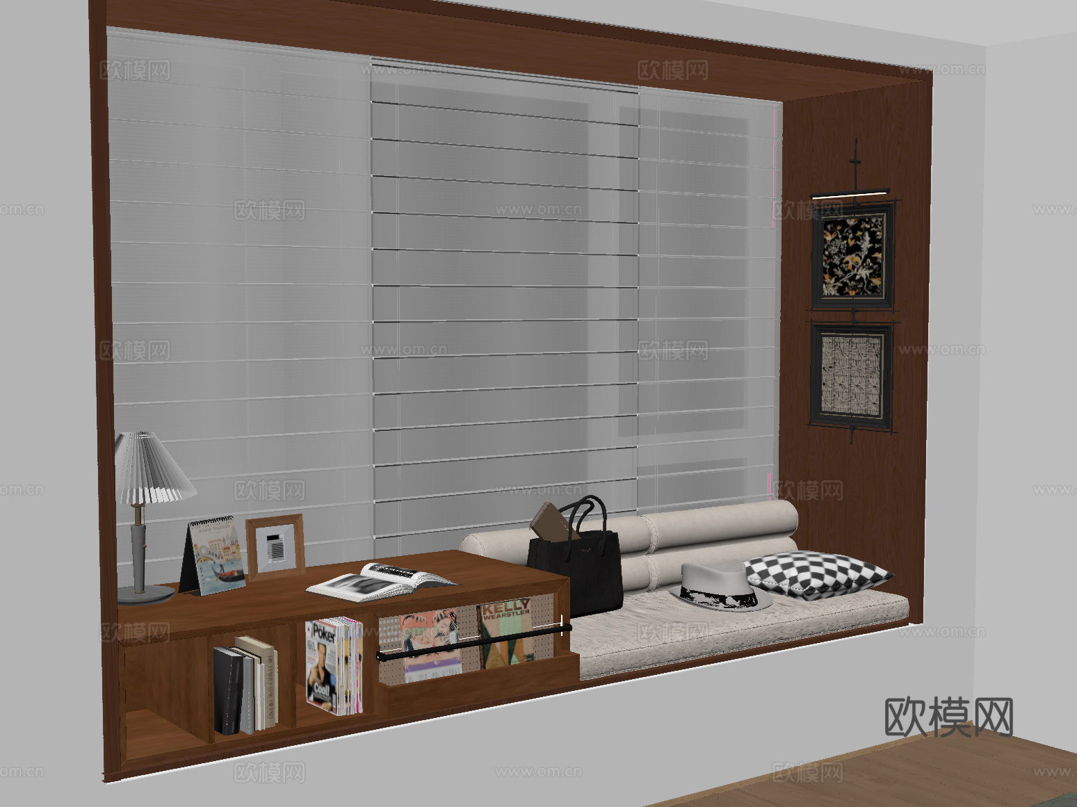 中古风飘窗 香格里拉帘su模型下载（渲染图2）