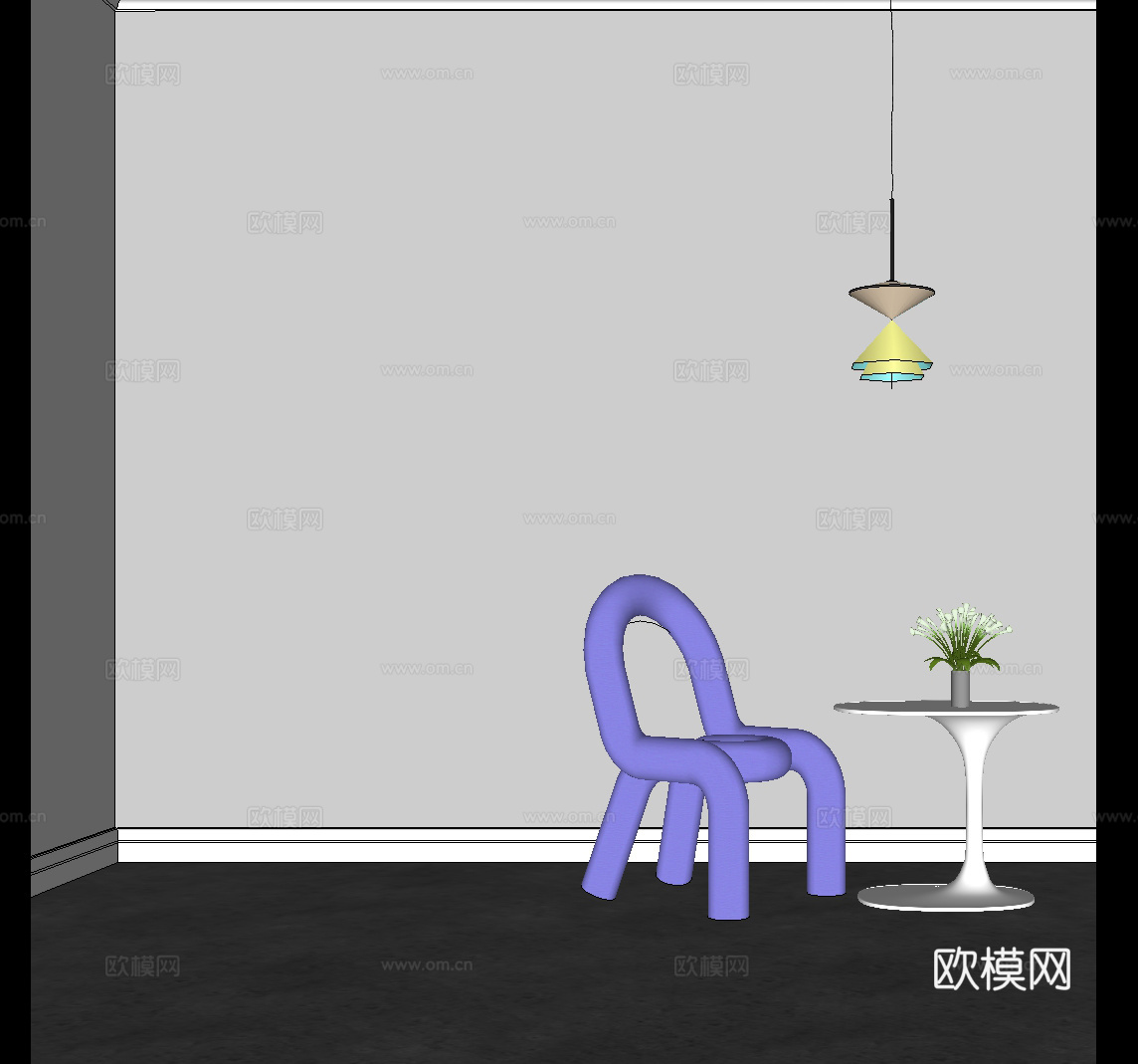 现代布艺休闲椅su模型下载
