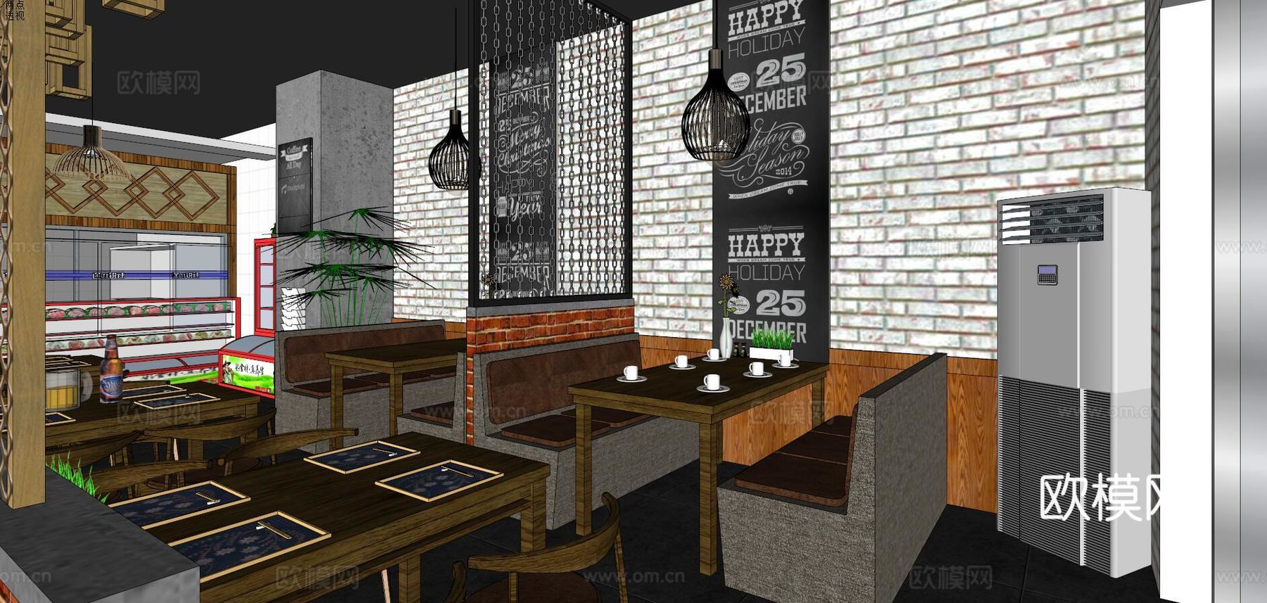 新中式麻辣烫店su模型下载