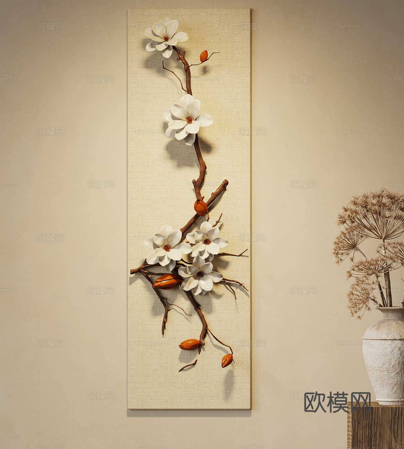 墙饰 新中式墙饰 端景柜su模型