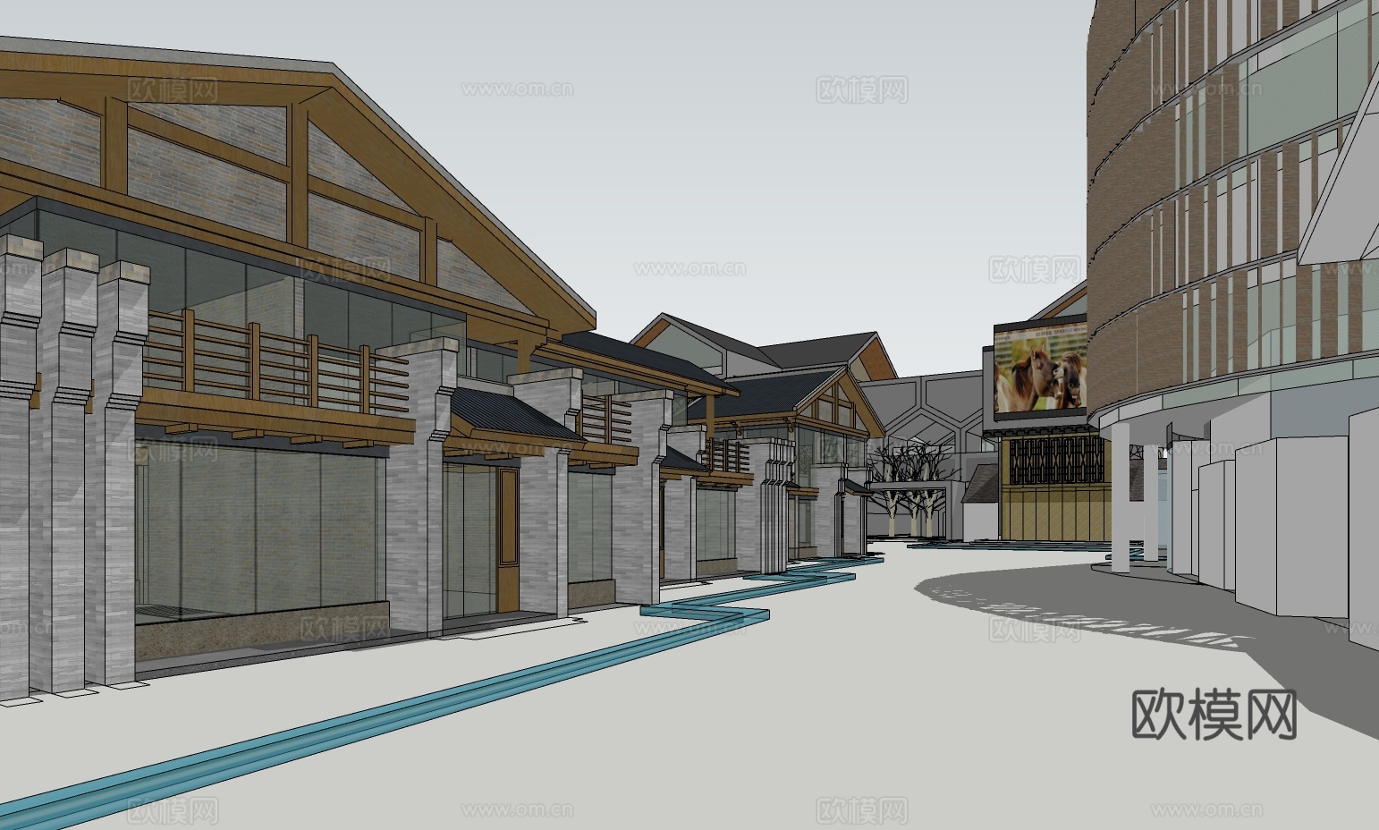 新中式酒店su模型下载