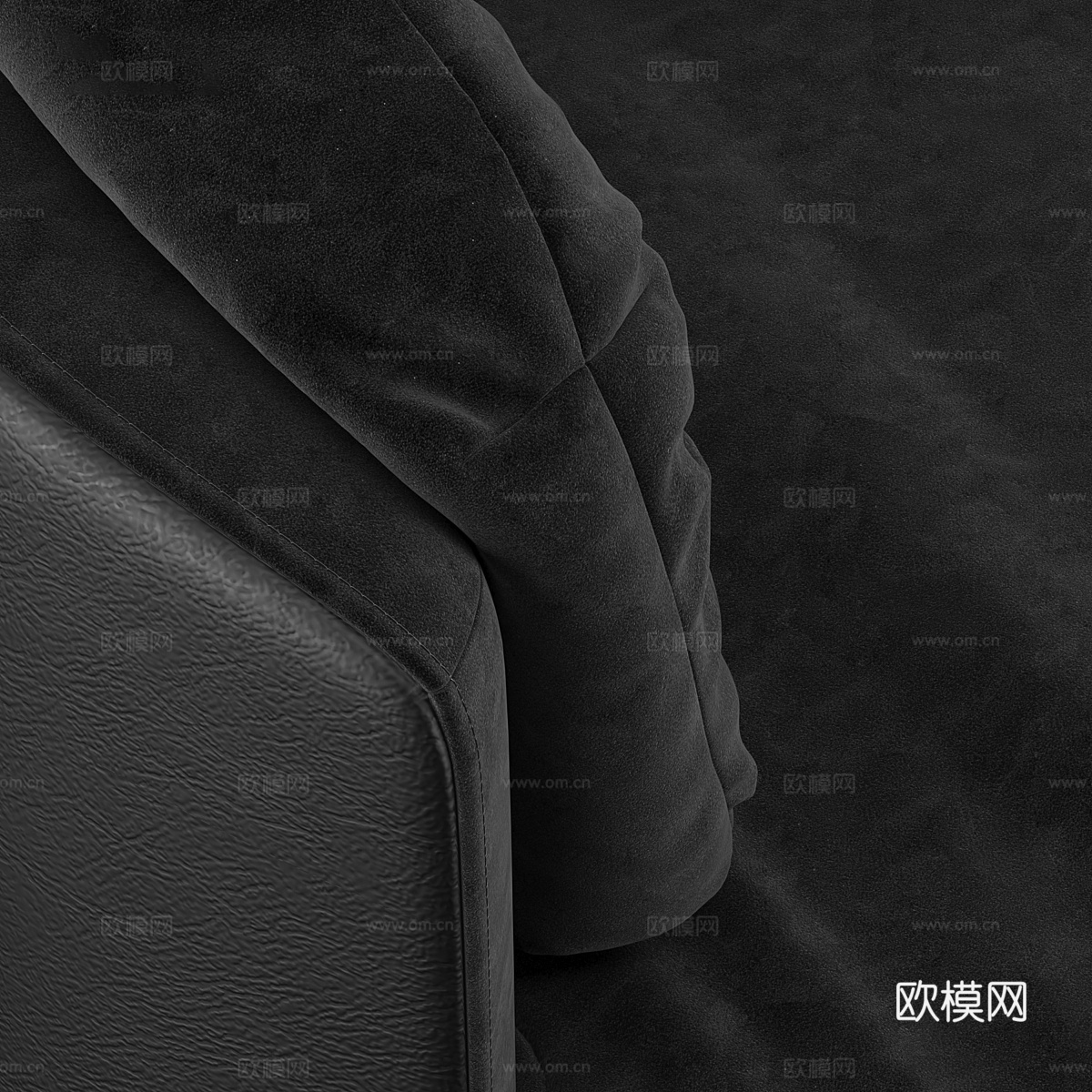 现代意式轻奢黑色布艺扶手椅3d模型