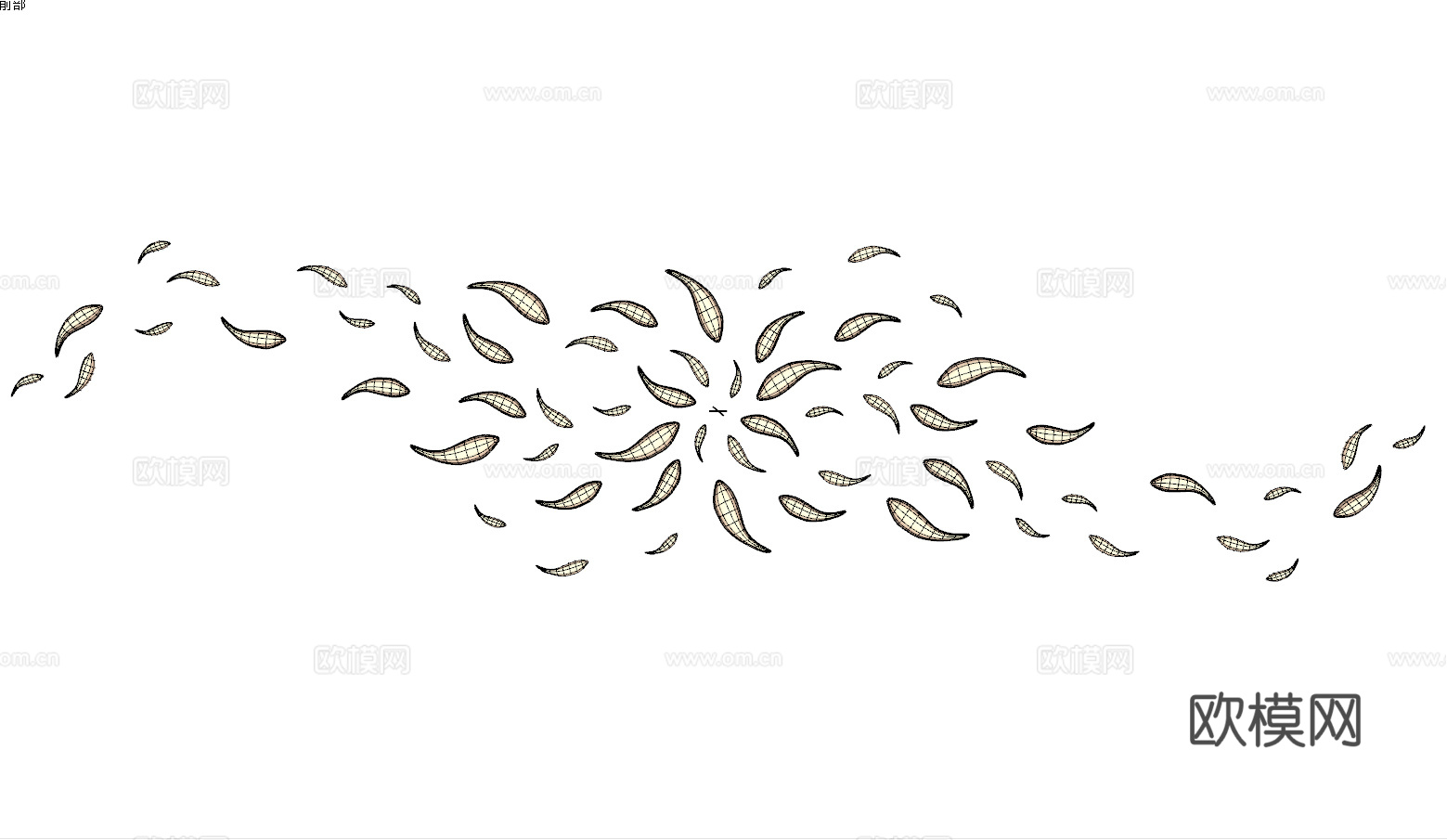 现代镀小金鱼墙饰su模型下载