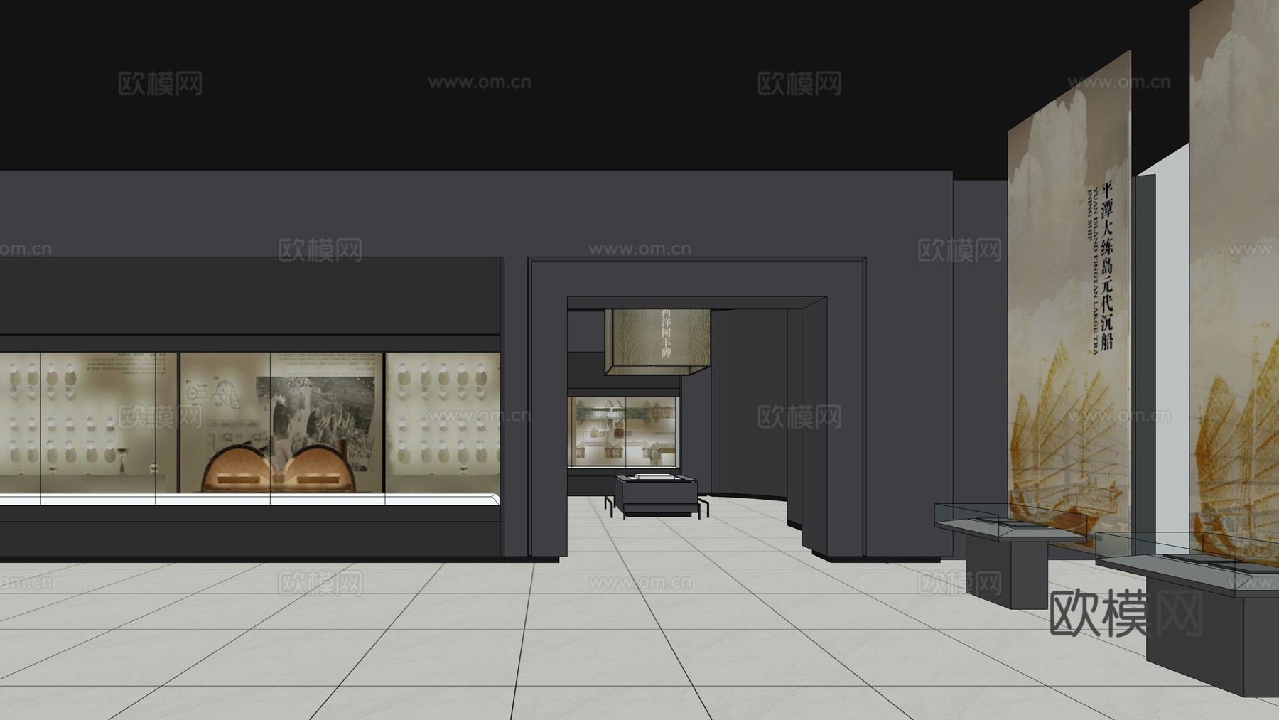 现代船文化展厅博物馆su模型下载