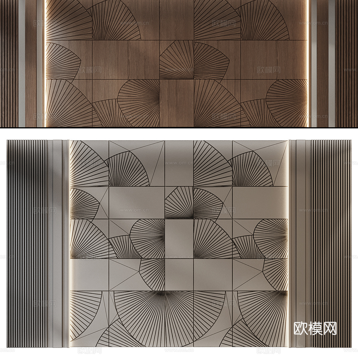现代意式极简背景墙3d模型
