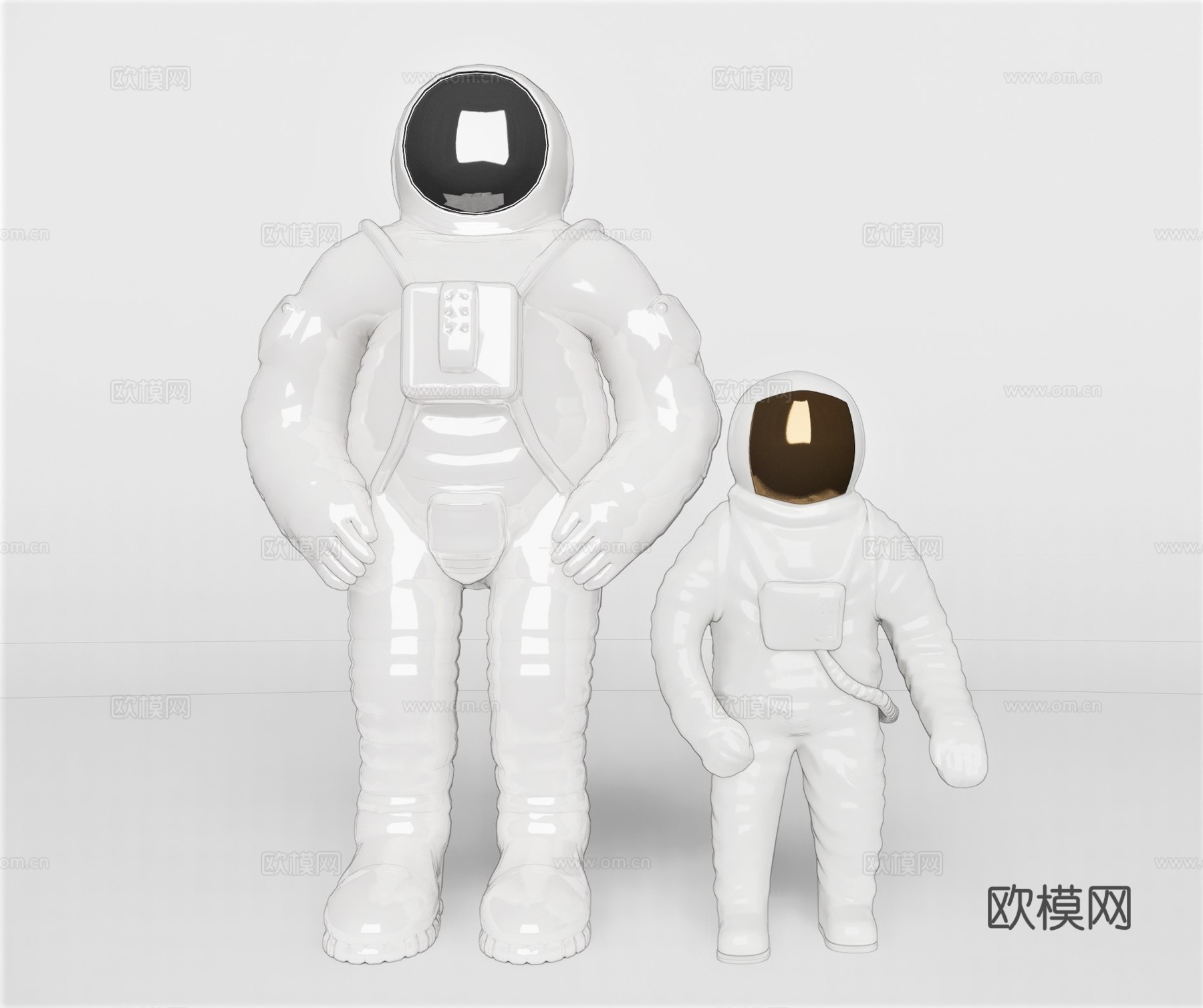 现代太空人雕塑摆件su模型下载