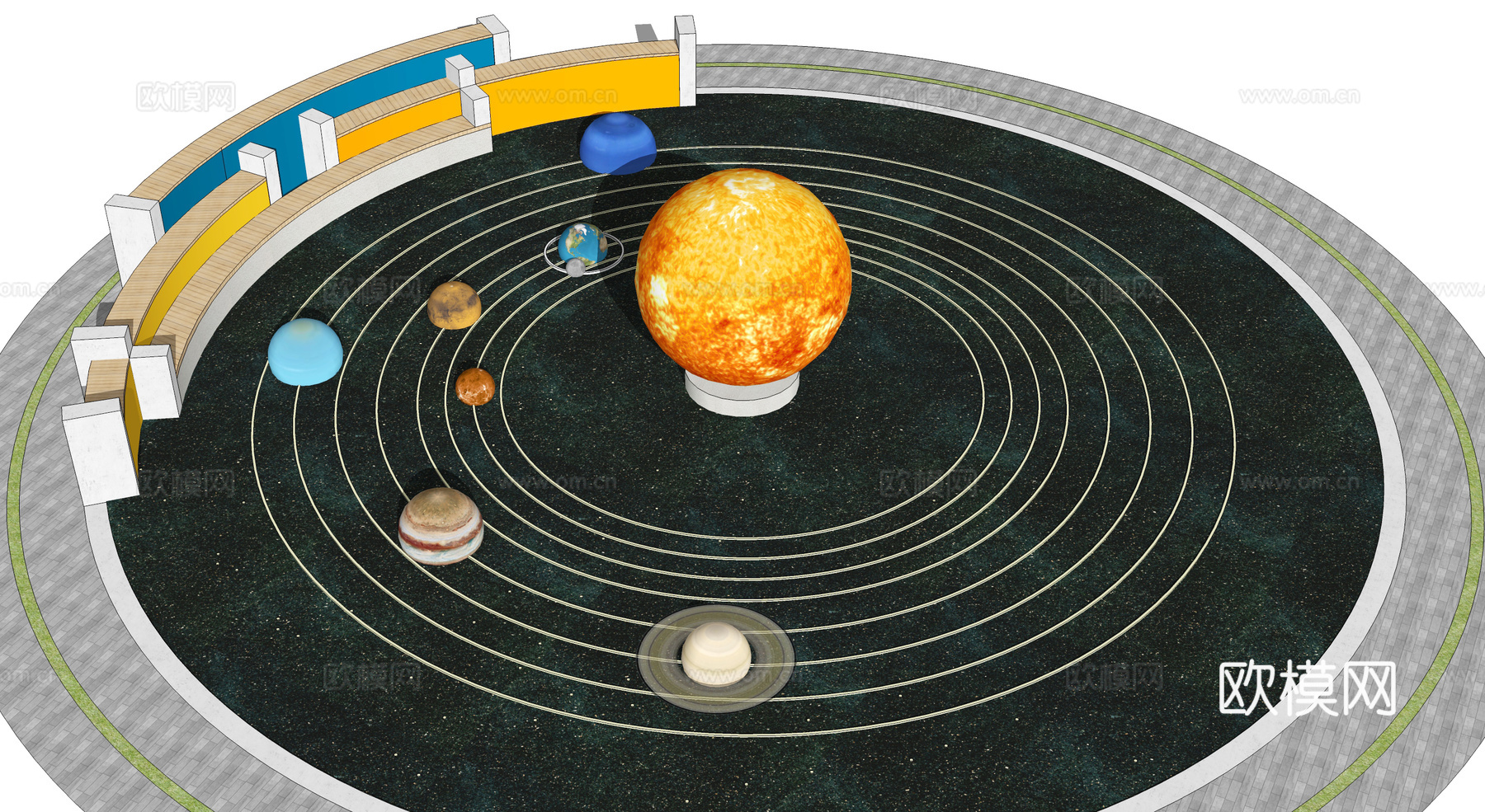 现代星空雕塑景观小品su模型下载